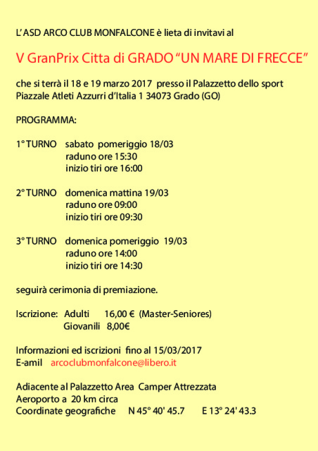 Ritorna il Gran Prix Città di Grado